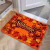 Autumn Harvest Pumpkins Welcome Rug Maple Leaves Doormat Thanksgiving Entryway Carpet Porch Sunroom Backyard Floor Decor Mat