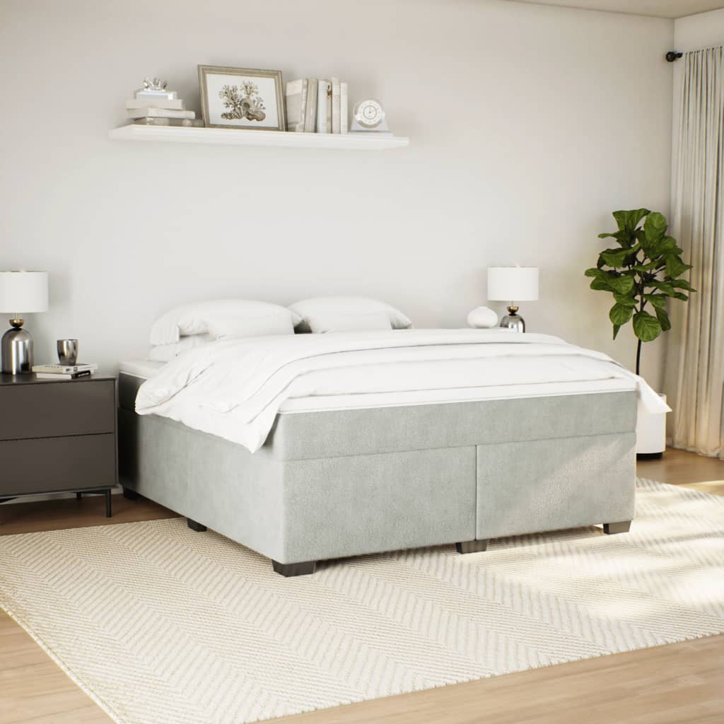 Vidaxl Letto Continentale Con Materasso, Grigio Chiaro, 180X200Cm, Velluto