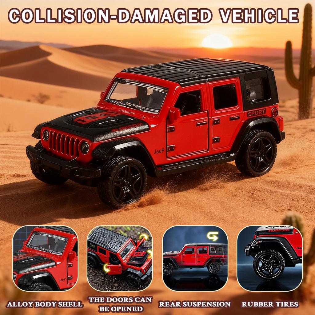 1:36 Jeeps Wrangler Rubicon Modèle de Voiture en Alliage Moulages sous Pression Métal Véhicules Tout-Terrain Modèle de Voiture Haute Simulation Collection Jouets pour Enfants Cadeau