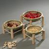 ZISIZ Handmade Bamboo Woven Serving Basket with Wooden Stand