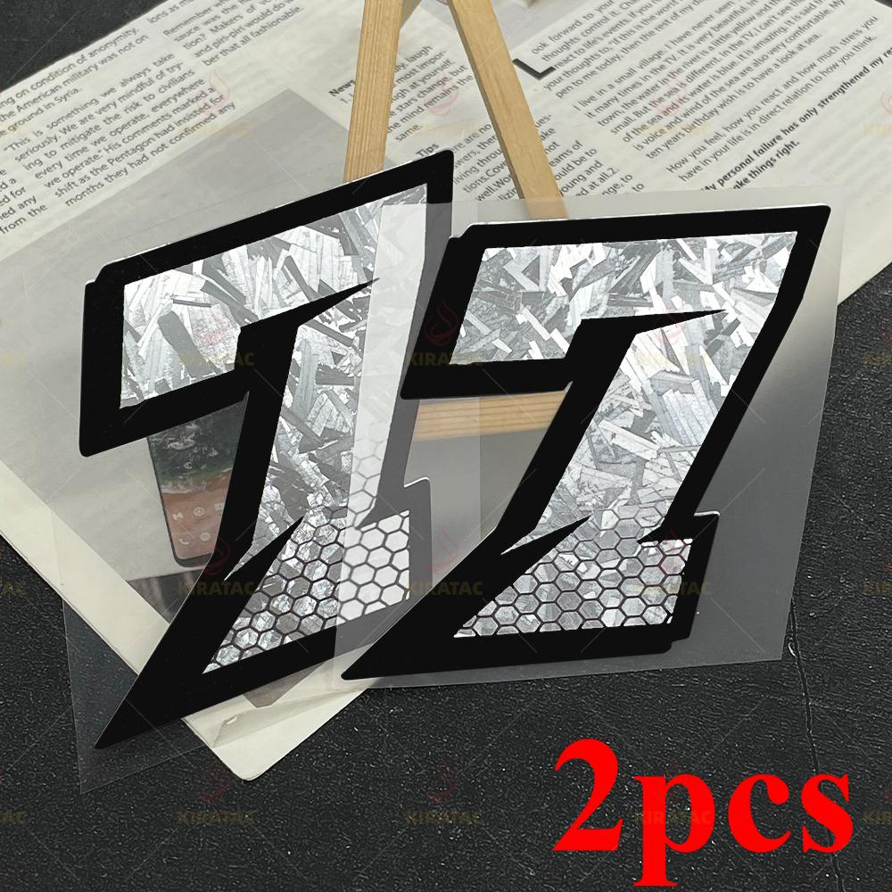 2PCS Honeycomb Arabic Numerals Silver Carbon Fiber Motorcycle Sticker Waterproof for Helmet Front Fairing Scooter Vinyl Decals