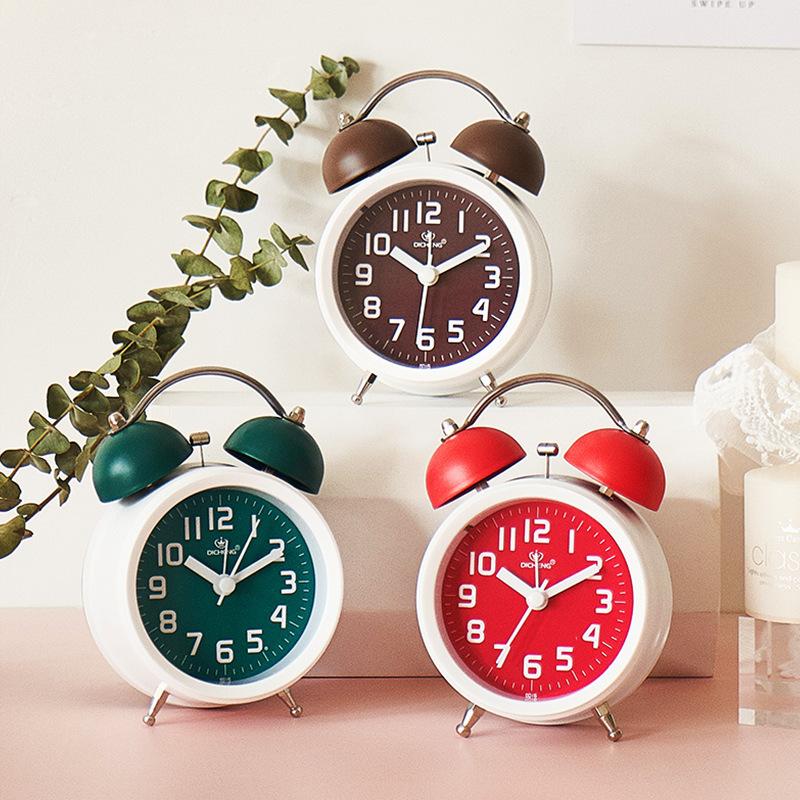 Nordic Style Clock Simple Ringing Alarm Clock Children Study Bedside Clock Night Light