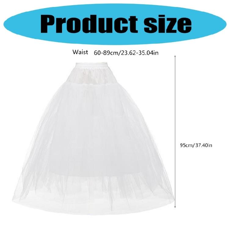 Bridal Underskirt With Tulle Design A Line Dress Enhancer Boneless Slip Skirt For Wedding Ceremony 95cm/37inch Length