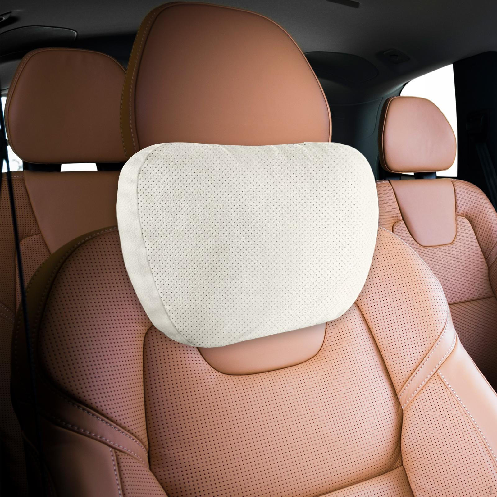 

Car Headrest Neck Ergonomic Universal Comfortable Driving Travel Breathable Head Rest and бежевый