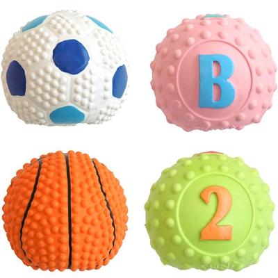 Paris Dog Puppy Fun Fun Small Ball Latex Toy 4-piece Set, Pink, Orange, Blue, Green, 1 Set