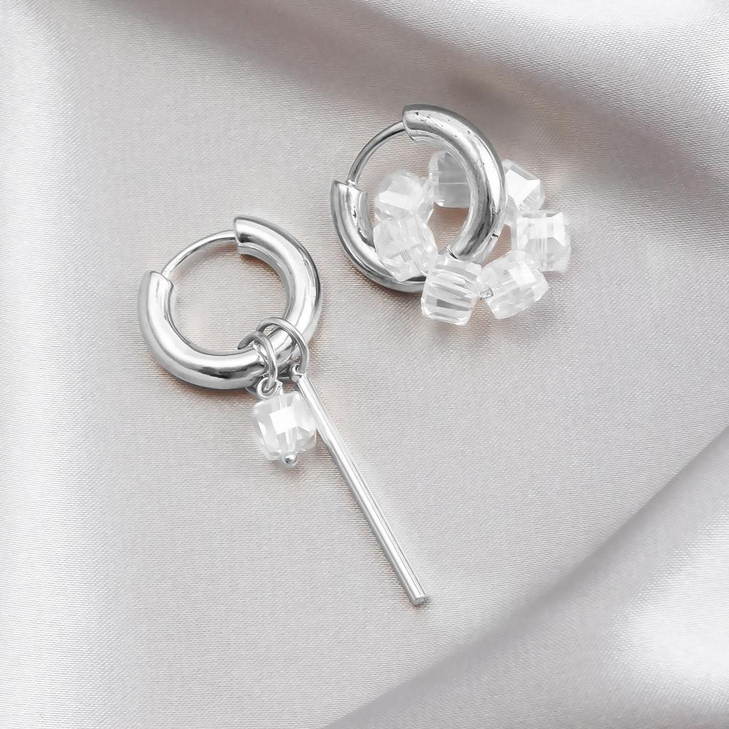 European and American Jewelry Style Imitation Pearl Beaded Earrings Women's Asymmetric Love Pendant Earrings Spice Girls