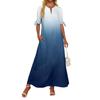 Ladies Casual Fashion Temperament Elegant Waist Gradient Color Print Long Dress
