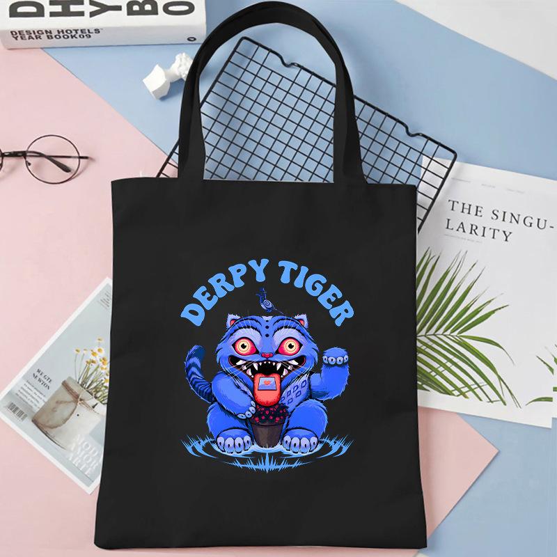 KPOP Demon Hunter Tiger Print Student Shoulder Canvas Bag Shopping Tote Bag KTB