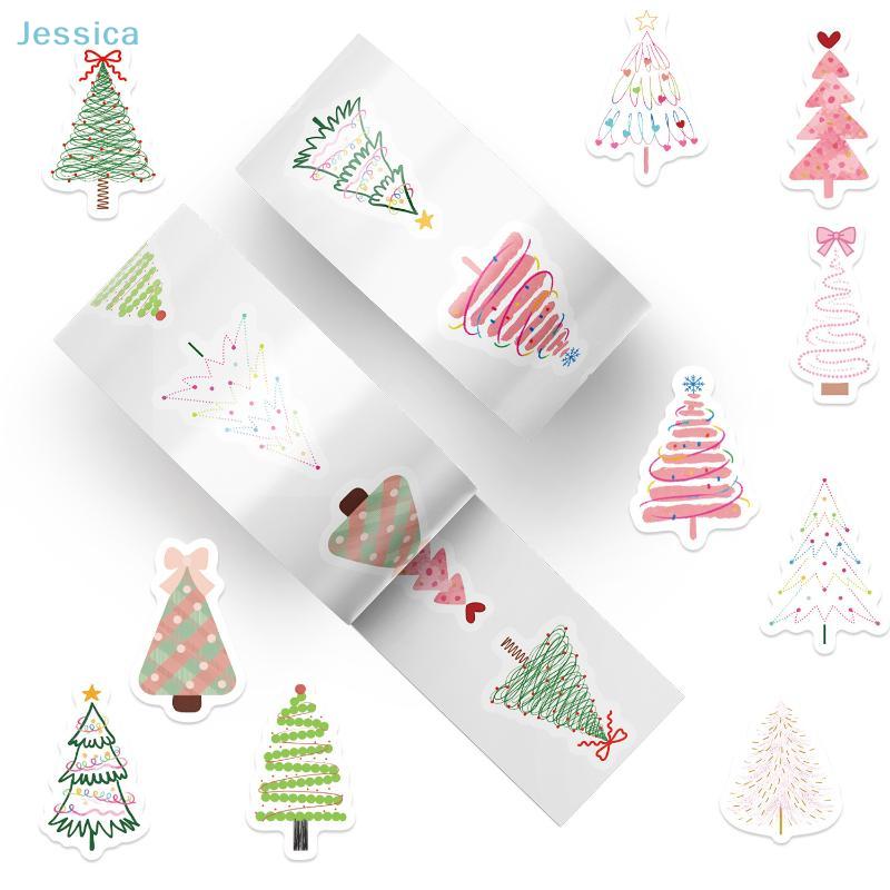 500Pcs/Roll Christmas Tree Decorative Stickers Christmas Gift Wrapping Label Sticker Reward Stickers Scrapbook Decals