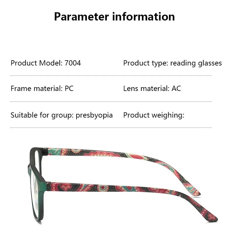 Fashion Women Reading Glasses Flower Print Resin Read Eyeglasses Magnifying Presbyopic Eyewear +1.0~+4.0 Reading Glasses Women