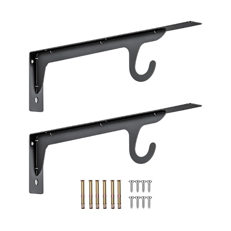 Pack Of 2 Heavy Duty Wall Mounted Hook Brackets with Double Hook Easy to Use for Closet Organization & Space Saving
