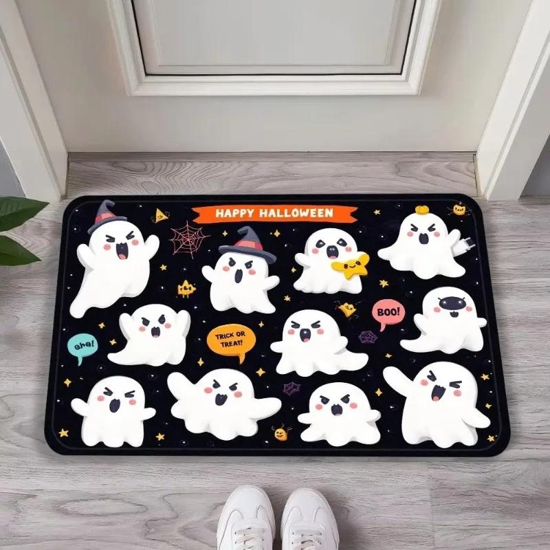 Halloween Pumpkin Cute Ghost Carpet Porch Entrance Living Room Anti Slip Mat Home Decoration Carpet Halloween Gift