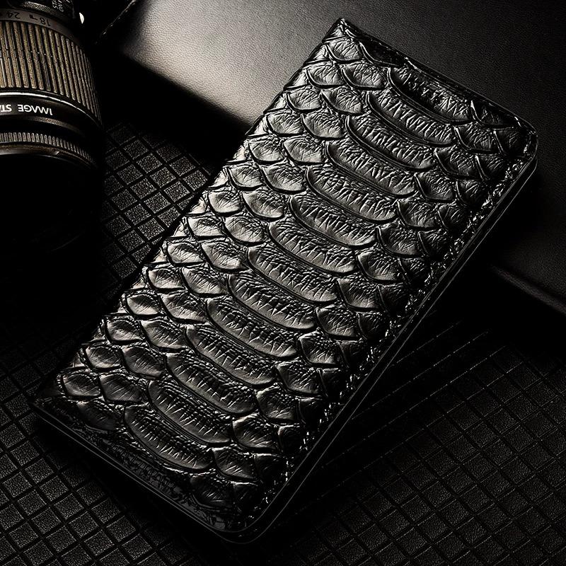 

Шкіряний фліп-кейс зі шкіри пітона для Samsung Galaxy S20 S21 S22 S23 S24 S25 S26 FE Plus Ultra Edge Обкладинка-гаманець S20 чорний