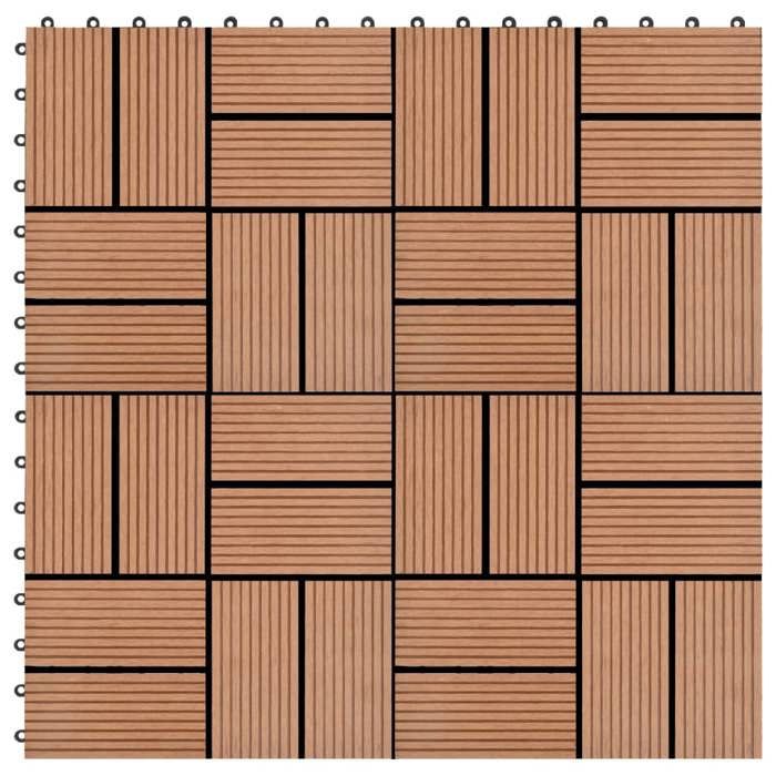 VidaXL 11x Carreau de Terrasse WPC 30x30 cm 1 m² Marron Dalle de Chemin 45029