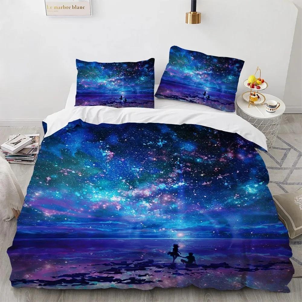 Blue Sky Cloud Duvet Cover Set King Queen Full Size for Kids Boys Girls Polyester Bedding Set Comforter Cover Landscape Pattern