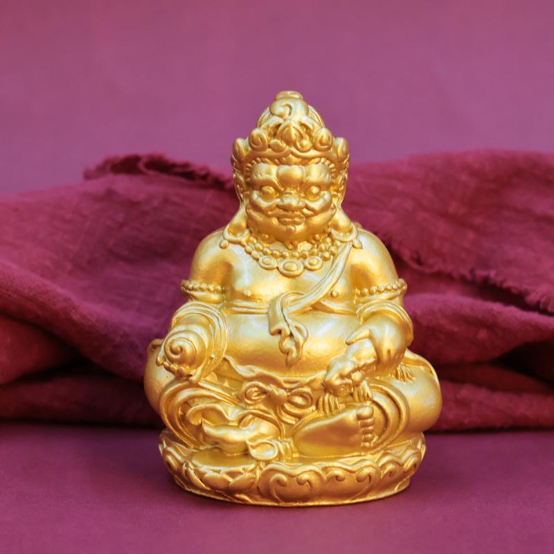 New Style of Figurine Treasure Bowl Yellow of Sitting God of Wealth Home Worship Statue Livi