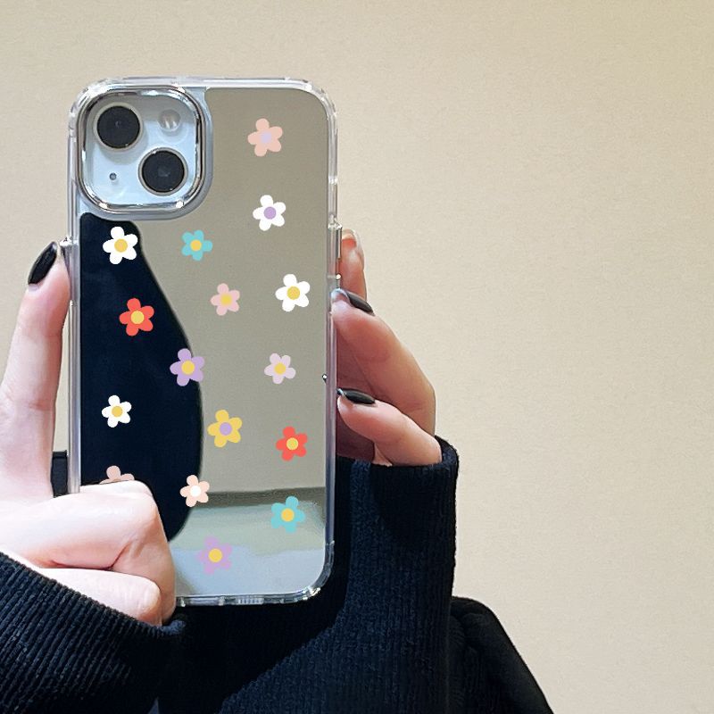 Colored Small Flowers for iPhone17promax Mobile Phone Case 16 Niche 14/13 Apple 12 Makeup Mirror 15