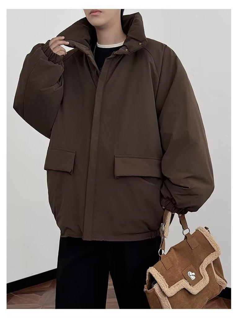 Men's Korean Style Stand Collar Puffer Jacket – Autumn/Winter Casual Loose Fit