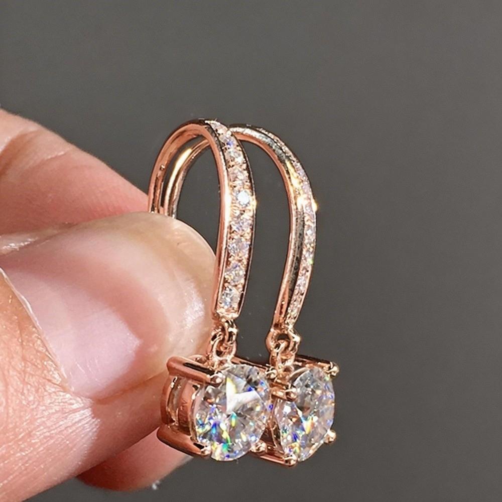 Light Luxury Round Crystal Ear Studs Simple Ladies' Ear Accessories  Jewelry Gifts