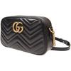 Gucci GG Marmont Black Leather Chevron Quilted Camera Crossbody Bag For Women Daily Use