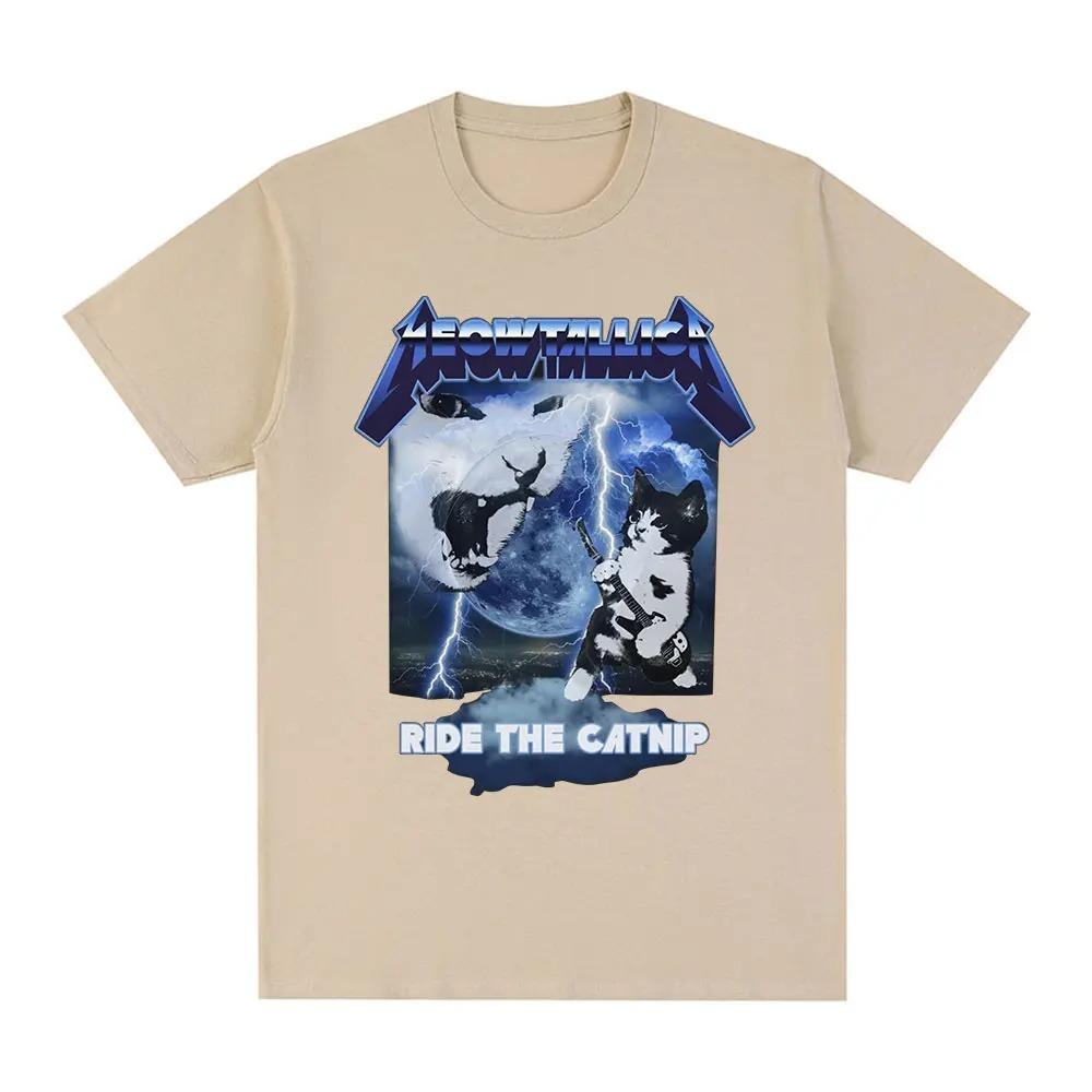 

Meowtallica Funny Cat Meme T-shirts Heavy Metal Rock Cats T Shirt Men s Women Fashion Casual 100% Cotton Oversized T-shirt Tops XXXL