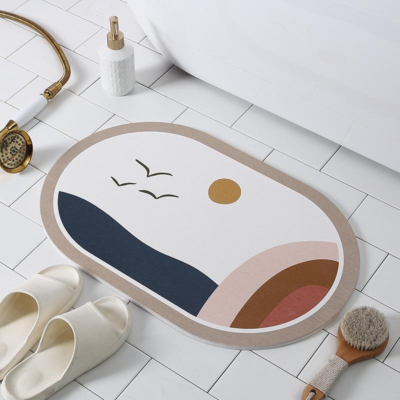 Moisture-wicking Mat Carpet Floor Mat Foot Mat Sleek Air Bathroom Moisture-wicking Toilet Entry Oval Durable Durable 50*80cm