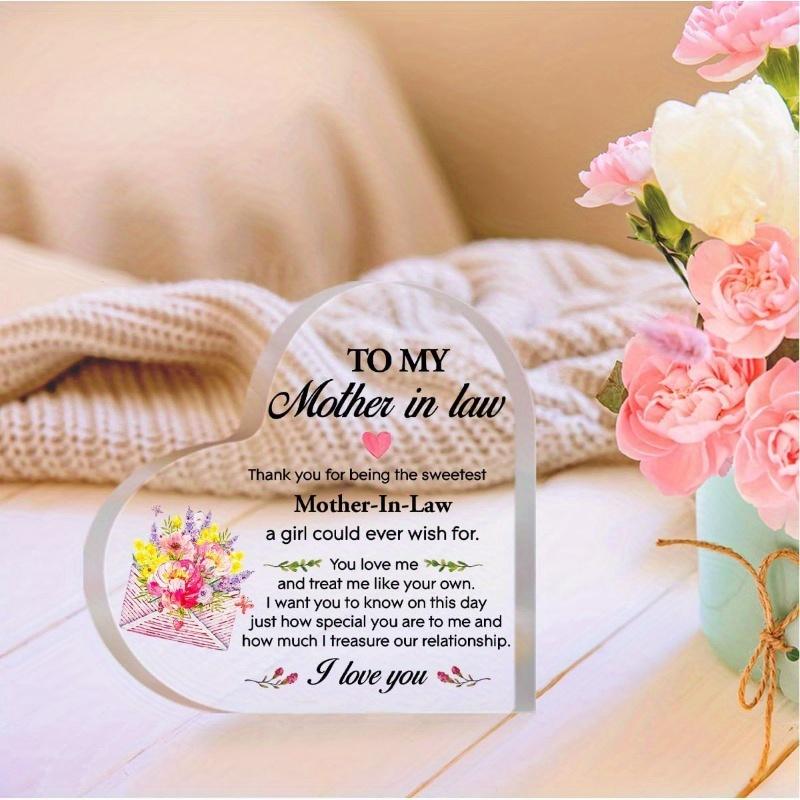 Mother-in-Law Birthday Gift: Acrylic Heart Plaque ("Thank You For Being") – From Daughter-in-Law.