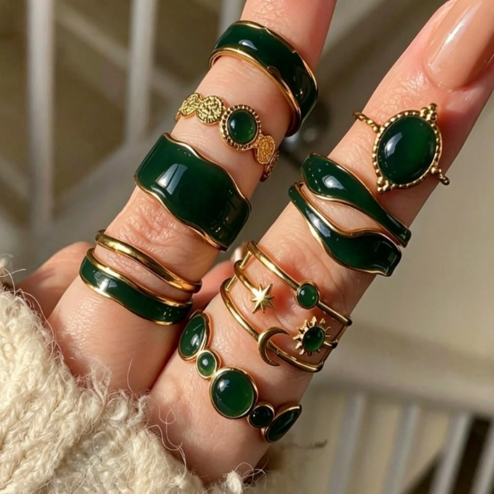 Irregular Finger Rings White Enamel Stacking Rings New Ring Set  for Daily Wear Jewelry