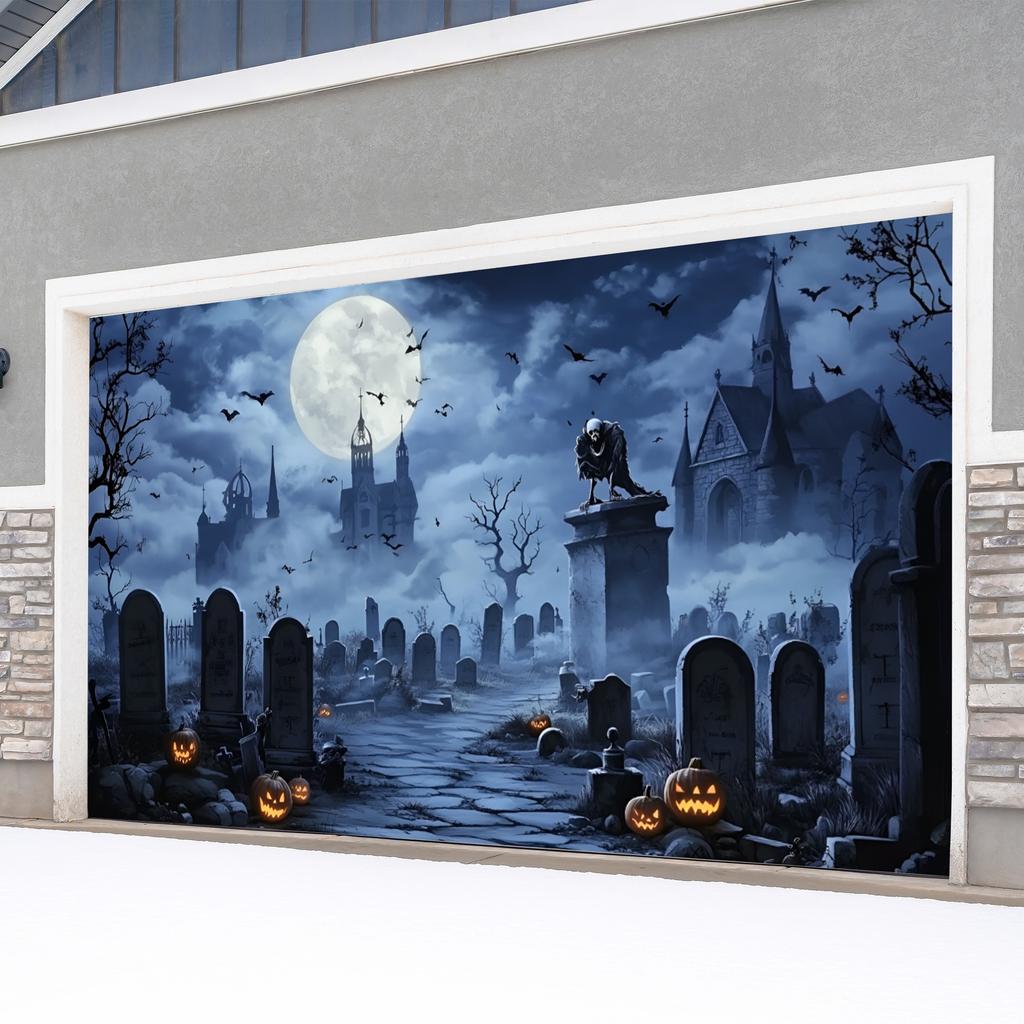 1Pcs Halloween Garage Tapestry Decoration Background Winter Backdrop Decorations For Photo Studio Photo Booth Christams Party