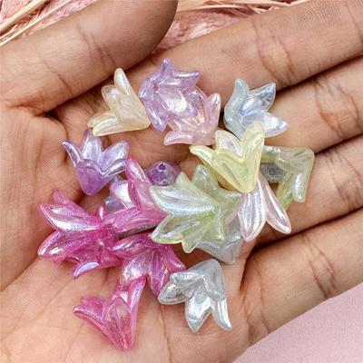 20Pcs 16*11.5mm Acrylic Makaron Flower Shapes Beads DIY Beading Hairpin Ornament Accessory Material
