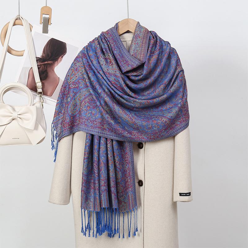 New Winter Women Cotton Jacquard Scarf Big Shawl Fashion Elegant Lady Long Printing Decorate Scarves Sun Protection Bandana