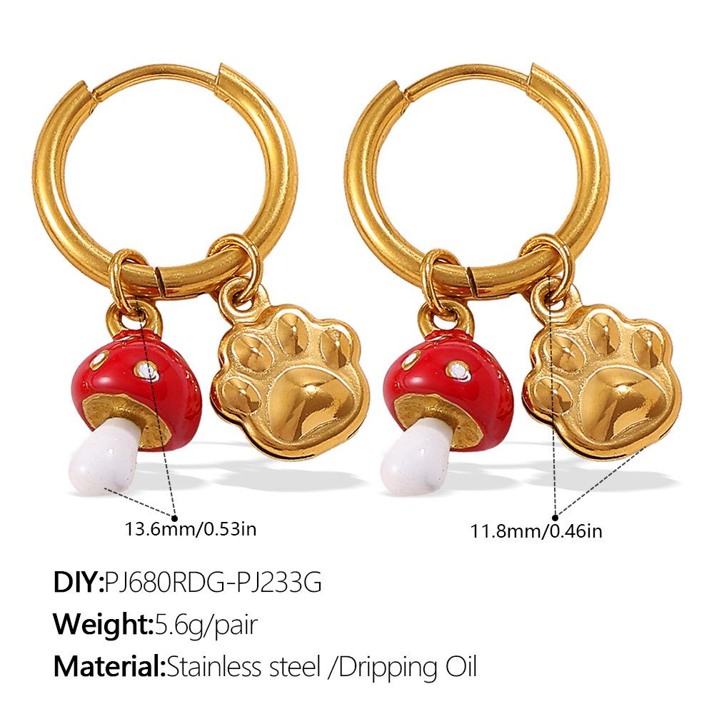 Simple sweet wind cute DIY pepper strawberry pendant earrings stainless steel gold-plated daily jewelry women