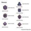 7-teiliges violett-schwarzes Zahnrad-Metallwürfel-Set aus solidem polyedrischem Metall, geeignet für Rollenspiele, RPG-Brettspiele, Kartenspiele