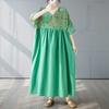 Cotton and Linen Summer Patchwork Retro Style Dress Long Skirt