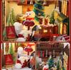 Miniature Dollhouse Christmas Wooden Puzzle Miniature House Kit with Bookshelf Music Box and Sensor Christmas 3D DIY Craft Beginner Adult Birthday