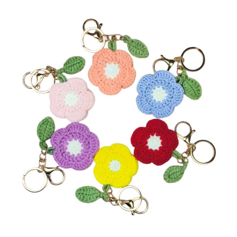 Handwoven Flower Keychain Ring - INS Style, Perfect for Bags and Teacher's Day Gifts