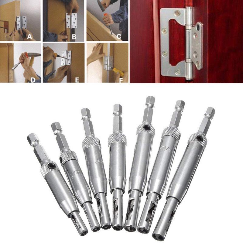 Door and window hinge hole opener for woodworking hexagonal drill bit positioning irregular drilling tool set