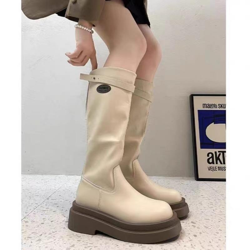 

Boots women s autumn new fashion versatile retro thick sole but knee thin boots tide 35