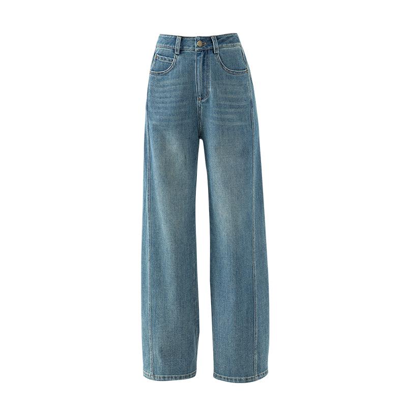 Xinge Women s Spring 2025 Tencel Hemp Wide-Leg Split Jeans 30