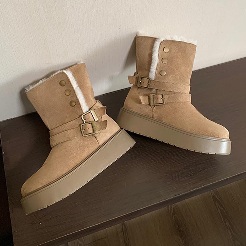 Женские зимние ботинки из замшевой кожи зимняя обувь мягкий теплый плюш для холодной зимы женские ботильоны нескользящие хлопковые ботинки большой размер 42 42 хаки 5350₽