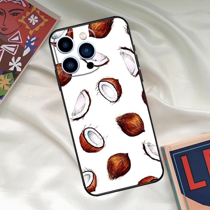 Summer Fruit Coconut Phone Case For iPhone 15 14 12 11 13 16 17 Pro Max 15 16 Plus 13 Mini 16e 17 Air Funda Cover