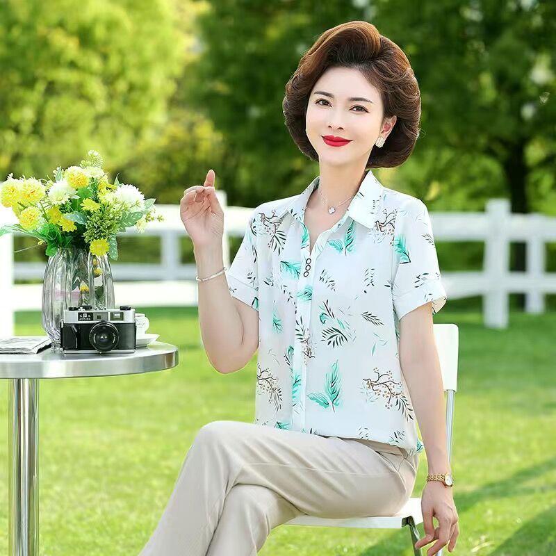 Women's Shirt Short Sleeved Summer New Versatile Loose and Fashionable Printed Shirt Top