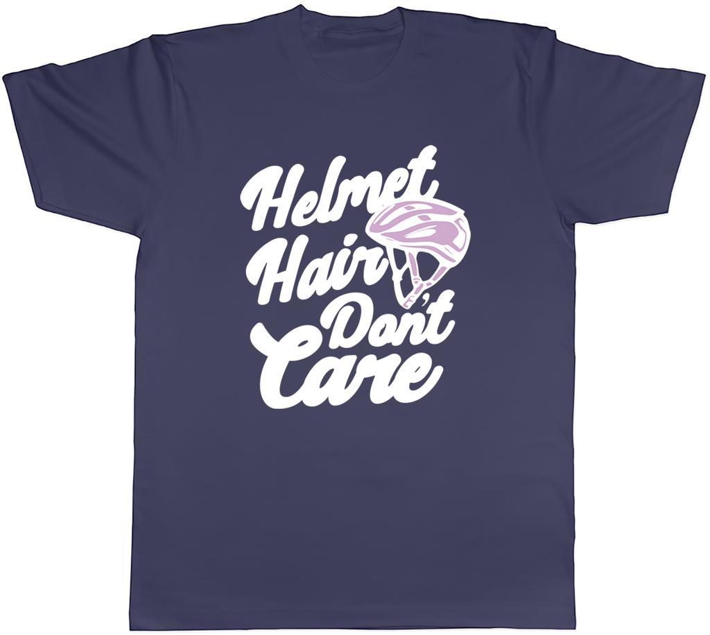 Funny Cycling Bicycle Unisexs TShirt Helmet Hair Dont Care Tee Gift
