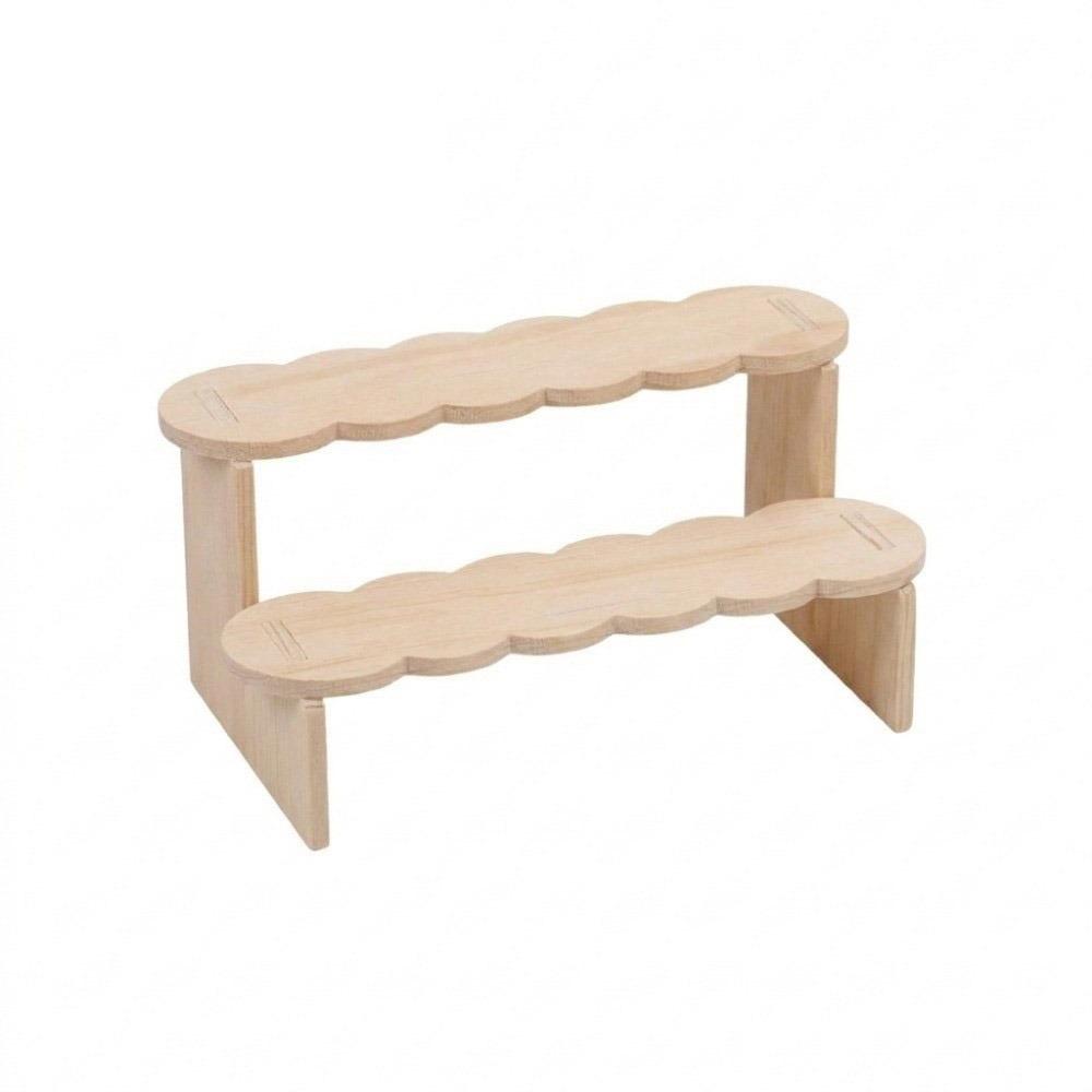 Wave Edge/Straight Edge Wood Display Shelf 2 Tiers Bracelet Bead Display Rack Living Room
