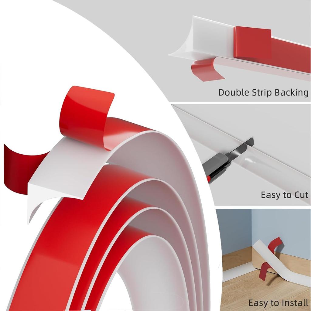 1PC 3/2/1M Quarter Round Molding Trim Peel and Stick Caulk Strip Flexible Shower Threshold Bathroom/Kitchen Countertop