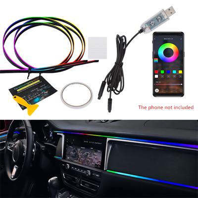 110cm/35cm 2 In 1 Car LED Colorful Atmosphere Lights USB Port Bluetooth Control