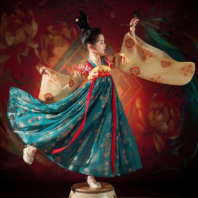 Mädchen Dunhuang Apsaras Hanfu: Tang-Anzug im antiken Stil, Ethnische Kinderkostüme für Sommer und Herbst