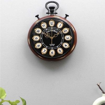 Vintage-Wanduhr aus braunem Holz und MDF, Victoria-Holzwanduhr für Zuhause und Büro
