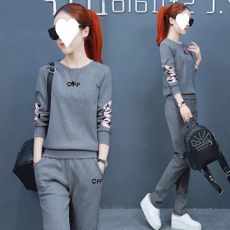 Sportswear Suit for Women, Spring and Autumn, Korean Style, Loose, Fashionable and Casual, Large Size Two-piece Set