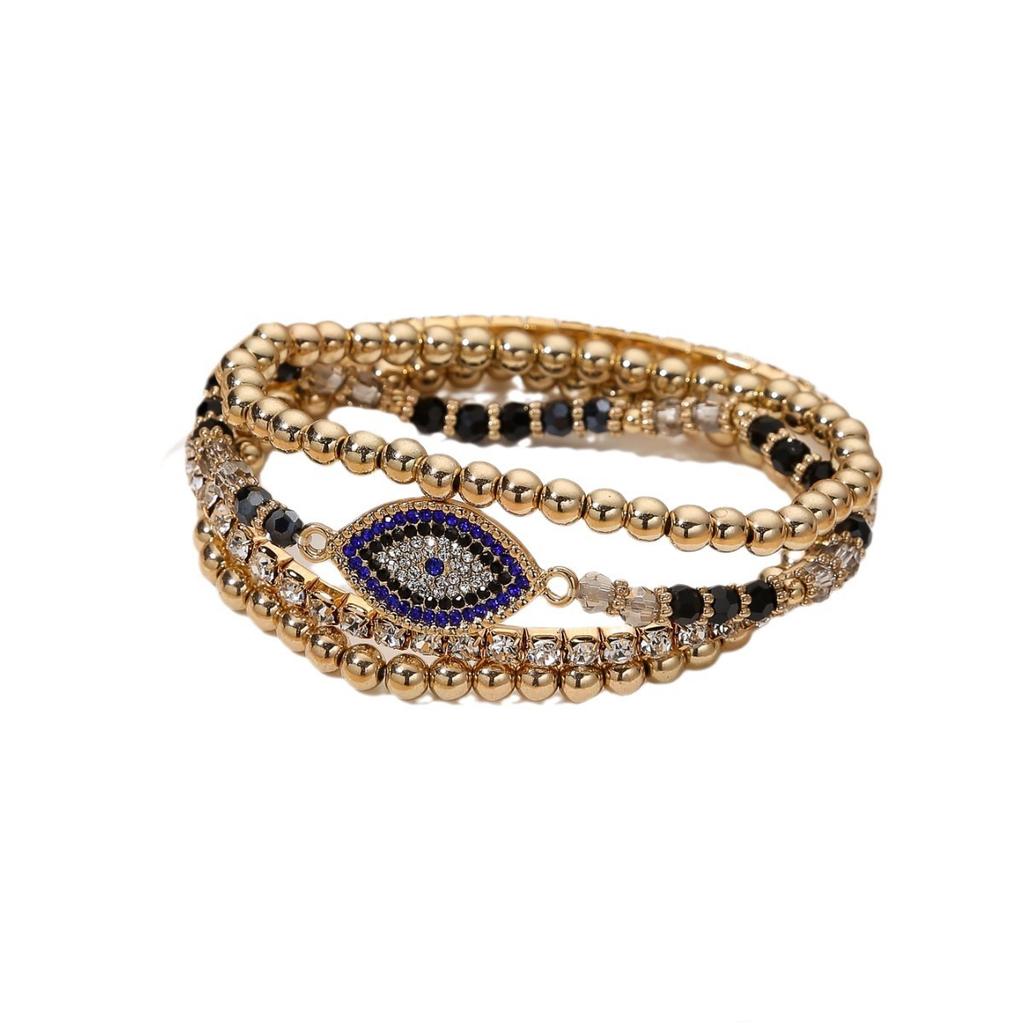 Retro Amerikanisches Hip-Hop-Armband Persönlichkeit Teufelsauge Nische Eingelegtes Zirkon Design Armband Set Kombination